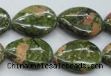 CUG70 15.5 inches 18*25mm flat teardrop unakite gemstone beads