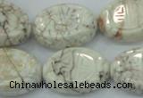 CWB01 15.5 inches 18*25mm carved oval natural white howlite gemstone beads