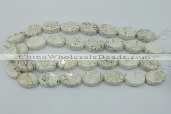 CWB01 15.5 inches 18*25mm carved oval natural white howlite gemstone beads