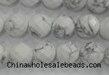 CWB214 15.5 inches 12mm faceted round natural white howlite beads