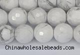 CWB232 15.5 inches 8mm faceted round white howlite beads