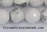 CWB235 15.5 inches 14mm faceted round white howlite beads