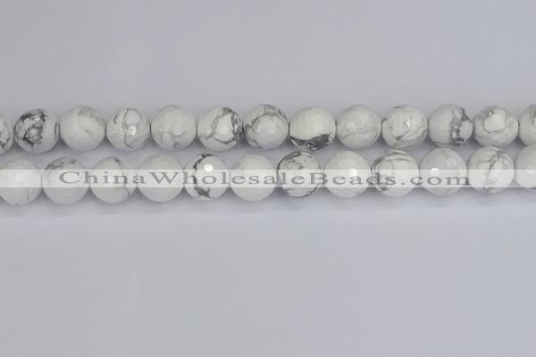 CWB235 15.5 inches 14mm faceted round white howlite beads