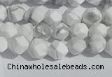 CWB244 15.5 inches 6mm faceted nuggets matte white howlite beads