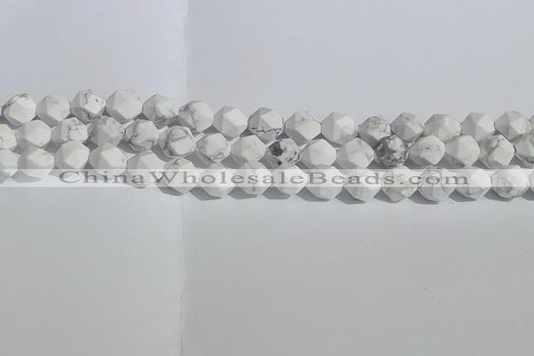 CWB245 15.5 inches 8mm faceted nuggets matte white howlite beads