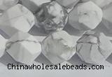 CWB247 15.5 inches 12mm faceted nuggets matte white howlite beads