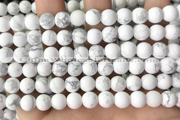 CWB252 15.5 inches 8mm round matte white howlite beads wholesale