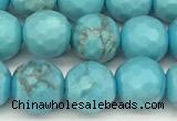 CWB260 15 inches 6mm faceted round howlite turquoise beads