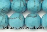 CWB261 15 inches 8mm faceted round howlite turquoise beads