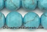 CWB262 15 inches 10mm faceted round howlite turquoise beads