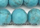 CWB263 15 inches 12mm faceted round howlite turquoise beads