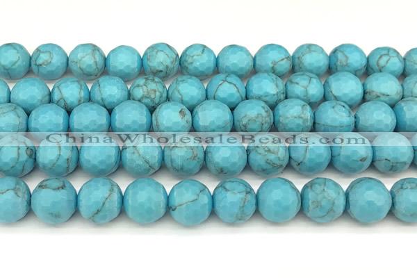 CWB263 15 inches 12mm faceted round howlite turquoise beads