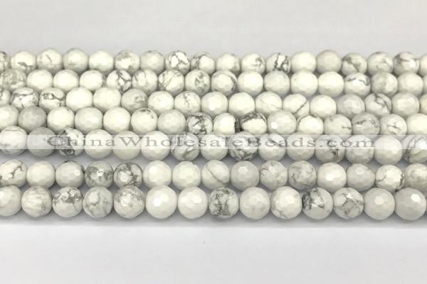 CWB265 15 inches 6mm faceted round howlite turquoise beads