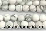 CWB270 15 inches 4mm round matte howlite turquoise beads