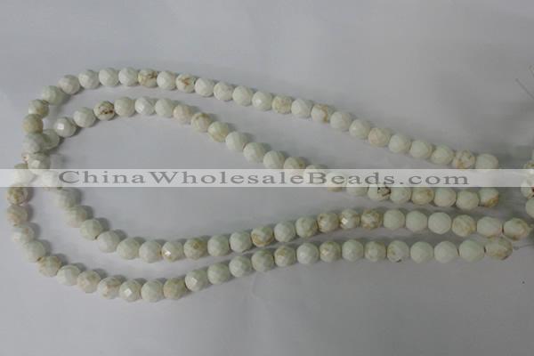 CWB301 15.5 inches 6mm faceted round howlite turquoise beads