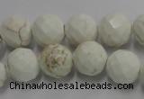 CWB304 15.5 inches 12mm faceted round howlite turquoise beads