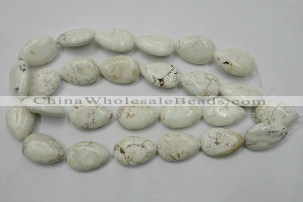 CWB367 15.5 inches 20*30mm flat teardrop howlite turquoise beads
