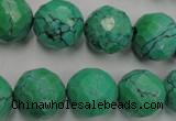 CWB406 15.5 inches 16mm faceted round howlite turquoise beads