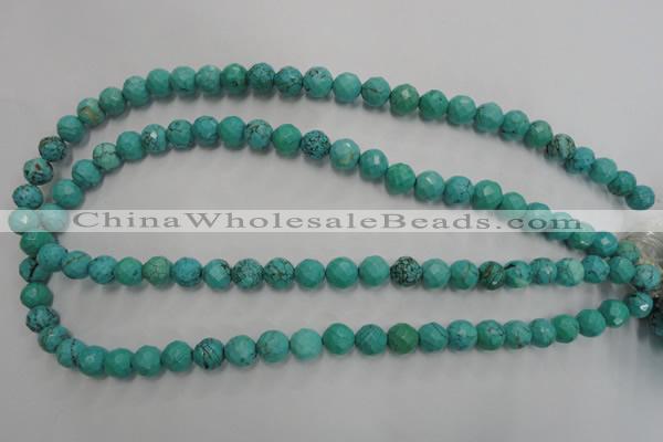 CWB412 15.5 inches 8mm faceted round howlite turquoise beads