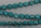 CWB421 15.5 inches 6mm faceted round howlite turquoise beads