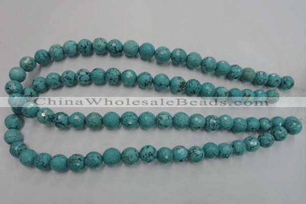 CWB423 15.5 inches 10mm faceted round howlite turquoise beads