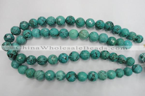 CWB426 15.5 inches 14mm faceted round howlite turquoise beads