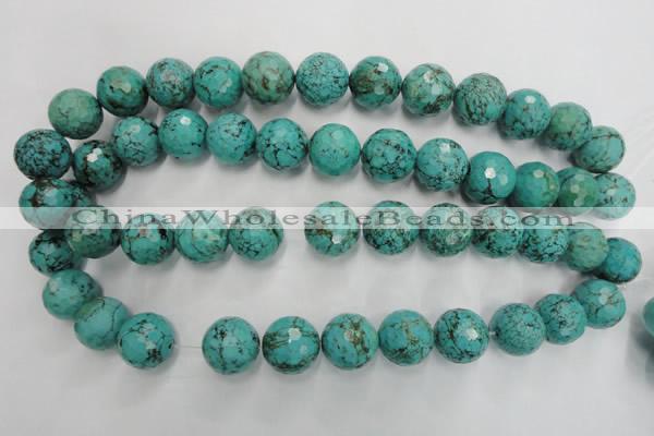 CWB427 15.5 inches 16mm faceted round howlite turquoise beads
