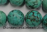 CWB428 15.5 inches 18mm faceted round howlite turquoise beads