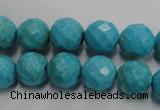 CWB434 15.5 inches 12mm faceted round howlite turquoise beads