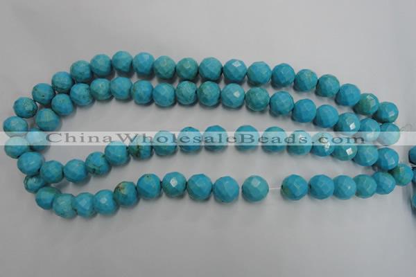 CWB434 15.5 inches 12mm faceted round howlite turquoise beads