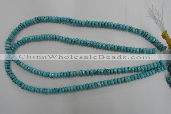 CWB441 15.5 inches 4*6mm faceted rondelle howlite turquoise beads