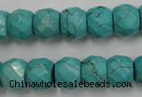 CWB450 15.5 inches 10*12mm faceted rondelle howlite turquoise beads