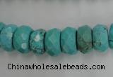 CWB451 15.5 inches 7*14mm faceted rondelle howlite turquoise beads