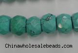 CWB452 15.5 inches 10*14mm faceted rondelle howlite turquoise beads