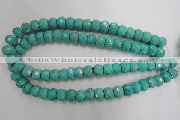 CWB452 15.5 inches 10*14mm faceted rondelle howlite turquoise beads