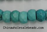 CWB454 15.5 inches 10*14mm faceted rondelle howlite turquoise beads