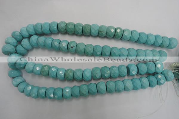 CWB455 15.5 inches 10*14mm faceted rondelle howlite turquoise beads