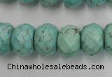 CWB457 15.5 inches 12*16mm faceted rondelle howlite turquoise beads