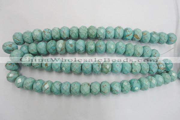 CWB457 15.5 inches 12*16mm faceted rondelle howlite turquoise beads