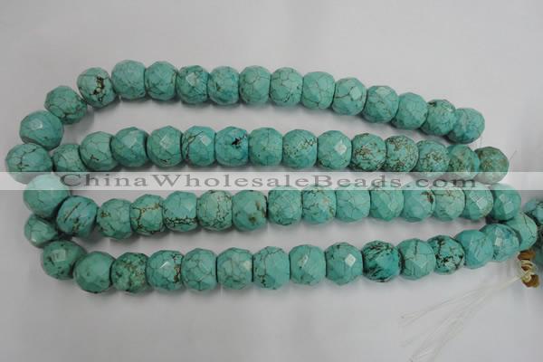 CWB458 15.5 inches 13*15mm faceted rondelle howlite turquoise beads