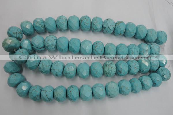 CWB462 15.5 inches 14*20mm faceted rondelle howlite turquoise beads