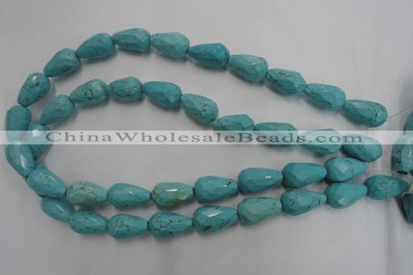 CWB473 15.5 inches 12*20mm faceted teardrop howlite turquoise beads