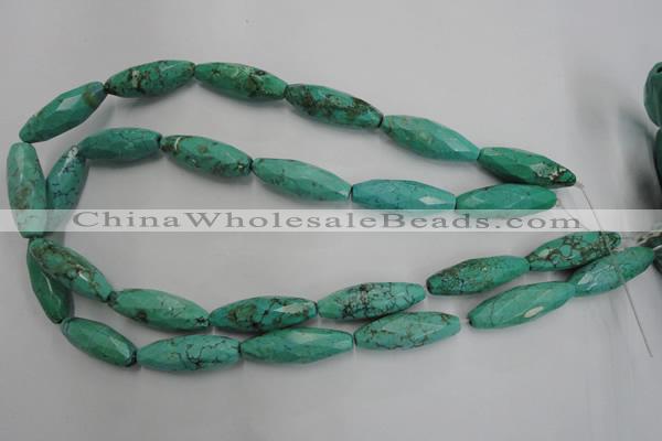 CWB487 15.5 inches 10*30mm faceted rice howlite turquoise beads