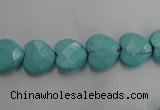 CWB491 15.5 inches 10*10mm faceted heart howlite turquoise beads