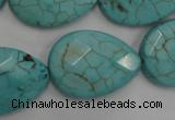 CWB506 15.5 inches 18*25mm faceted flat teardrop howlite turquoise beads