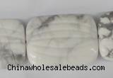 CWB63 15.5 inches 25*35mm carved rectangle natural white howlite beads