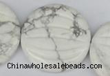 CWB64 15.5 inches 40mm carved coin natural white howlite beads wholesale