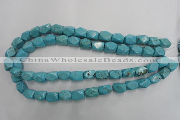 CWB688 15.5 inches 10*14mm faceted nuggets howlite turquoise beads