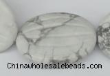 CWB70 15.5 inches 30*40mm carved oval natural white howlite beads