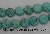 CWB701 15.5 inches 10mm flat round howlite turquoise beads